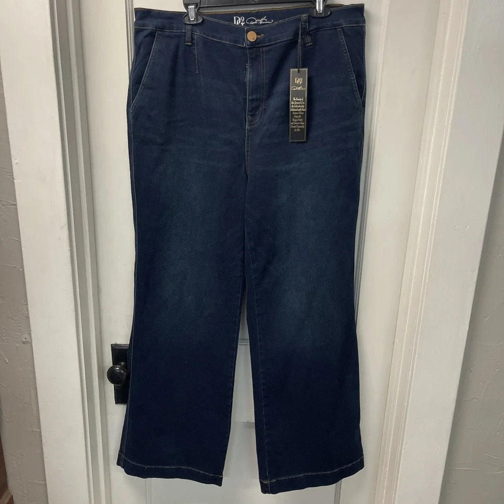 DG2 by Diane Gilman Woman's Wide Leg Jeans Dark Wash 18W NWT
